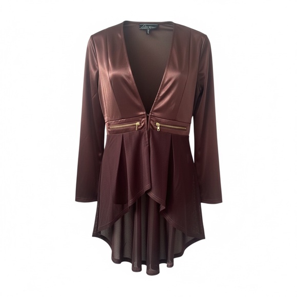 Love University Tops - Love University Whimsy Goth Hi-Low Sheer Drape Top Romantic Dark Aesthetic Large